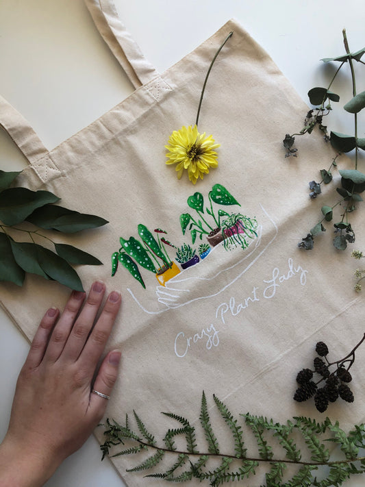 Crazy Plant Lady, Organic Tote Bag